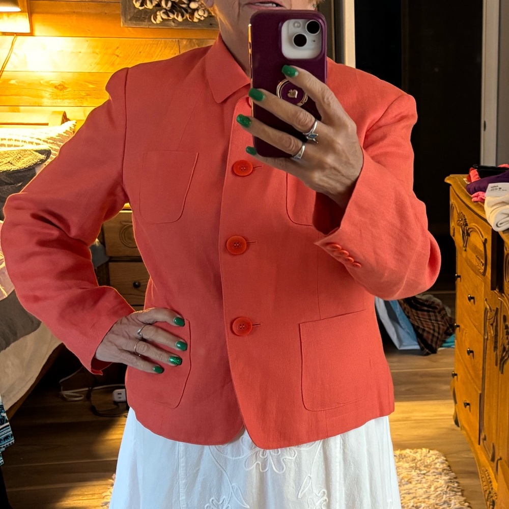 Talbots Women's Orange Tailored Button-Front Jacket Size 12